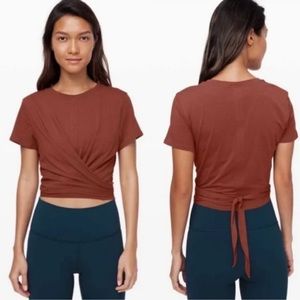 Time to restore wrapper cropped top in rustic clay Lululemon